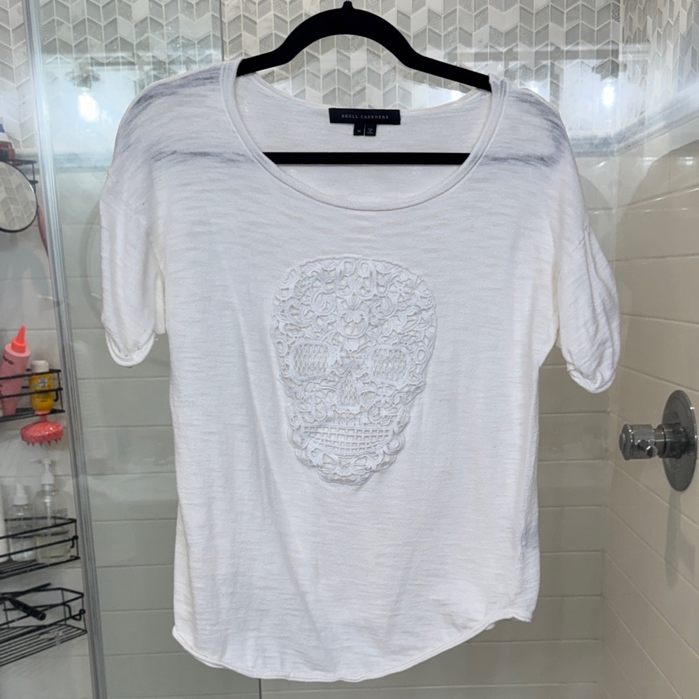 Skull Cashmere Short Sleeve Top